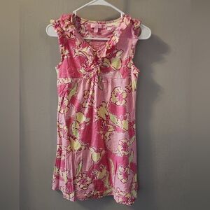 Lilly Pulitzer Cotton Floral Pink Sleeveless Dress Girls XL Day Lilly Easter